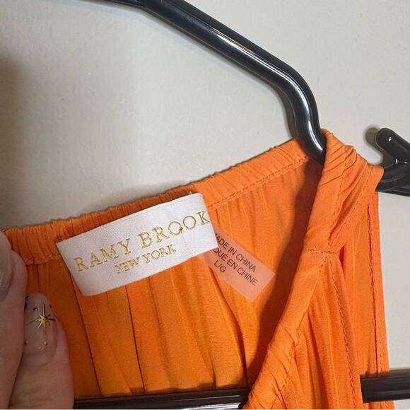 Ramy Brook Sleeveless Lauren High Neck Tank Top Orange Manda Size Large - Picture 7 of 10
